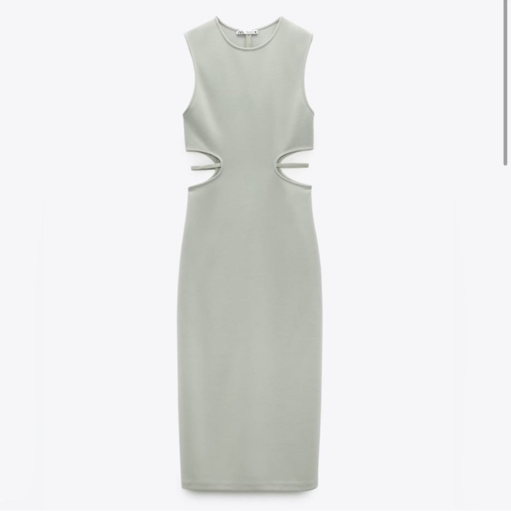 Zara Gray Cut-Out Midi Dress - Picture 4 of 6